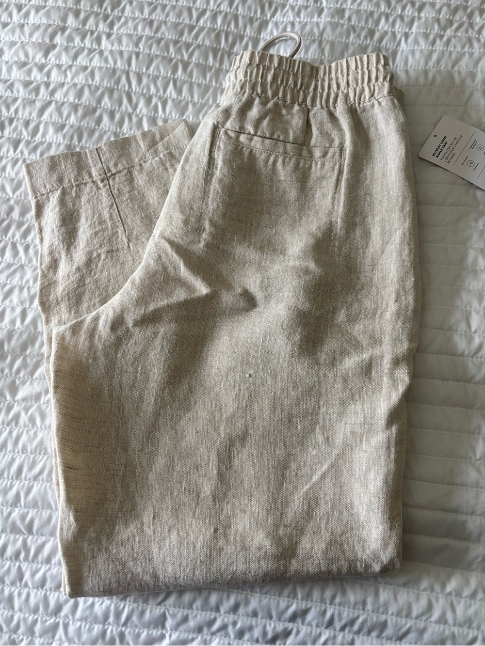 Athleta Cream Elastic Waist Pull-On Pants Ankle Pant
